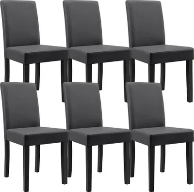Image de Chaise de salle à manger 'Hamburg' (lot de 6) Chaise rembourrée similicuir pieds en bois gris foncé