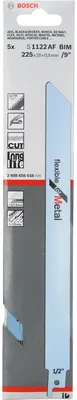 Obrázok produktu pre Bosch 2 608 656 018, Pílový list, Potrubie, Profil, Plech (tenký), dvojkovový, 0,9 mm, 22,5 cm, 5 kusov