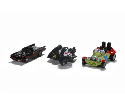 Produktbild von Jada Batman 1.65 3-Pack Nano, 3er Set, Batmobile, Batcycle, Jokemobile, Modellauto, Spielzeug Autos, 253211001