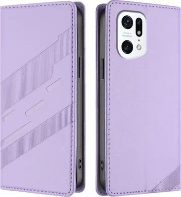 Produktbild von Hülle für Oppo Find X5 Pro, Kunstleder Brieftaschen Handyhülle mit Kartenfach und Standfunktion Violett