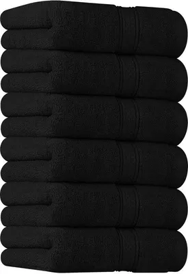 Obrázek produktu pro Uniqoos® sada 6 ručníků, černá – rozměr 41 x 71 cm, 100% vysoce kvalitní bavlna, měkká a vysoce savá, ideální do koupelny