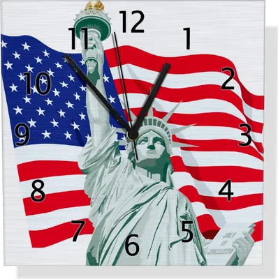 Produktbild von Wallario Design Wanduhr Freiheitsstatue USA aus Aluverbund, Größe 30 x 30 cm