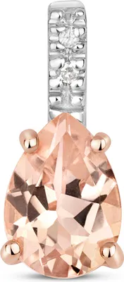 Produktbild von Funkelndes Feuer Edler 9 Karat (375) Rotgold Damen - Diamant Anhänger Brillant-Schliff H - PK mit Morganit - 12mm*5mm; TRS35581