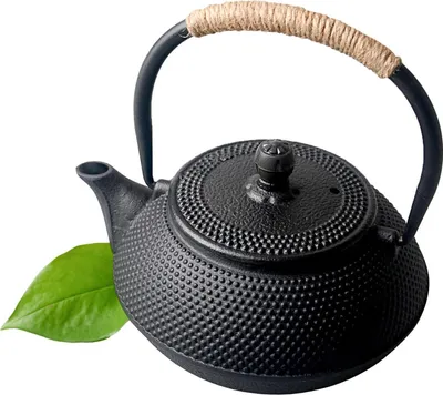 Produktbild von Japanische Teekanne aus Gusseisen mit Siebeinsatz - Schwarze Teekanne - Asiatisch - 0,6 Liter / 600ml Gusseisen Teekanne