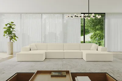 Produktbild von ALTDECOR Ecksofa in U-Form IREA-U2-v3 386x165x77 cm Beige Corner Sofa Bett Eckcouch Couch L-Form Wohnlandschaft Cauchsofa