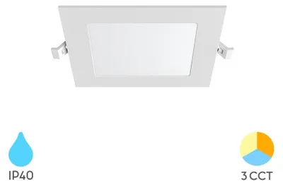 Produktbild von Braytron LED Panel Einbaustrahler 6W Ultraflach Eckig Warmweiß Neutralweiß Kaltweiß 3CCT 470 lm Weiß IP40