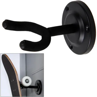 Produktbild von Wandhalterung für Gitarren | Metall mit Moosgummi Bezug | inkl. Montagematerial | 1-3 er Set | Halterung Gitarre Skateboard Scooter Gitarrenhalter