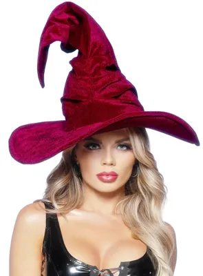 Immagine prodotto di Cappello di velluto grande da strega rossa