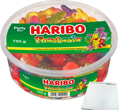 Produktbild von Haribo Phantasia Party Box (750g Dose) + usy Block