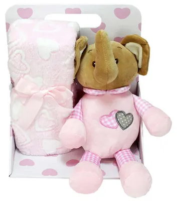 Produktbild von Kuschel Set mit Elefant Stofftier und Fleecedecke in Rosa