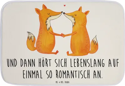 Produktbild von Mr. & Mrs. Panda Badematte Füchse Liebe - Weiß - Geschenk, Partner, Badteppich, Fuchs, Badläufer, Freund, badezimmervorleger, Badvorleger, Freundin, Badezimmerteppich