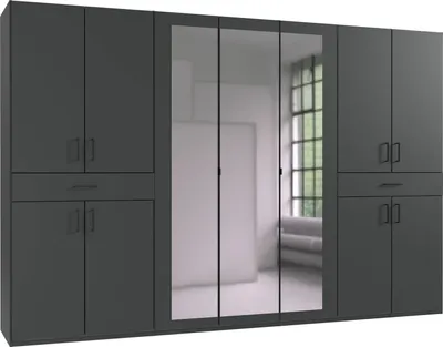Image de Armoire Tibet Armoire à portes battantes Finition au choix avec graphite miroir