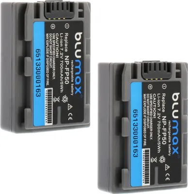 Produktbild von 2x Blumax Akku | für Sony NP-FP50 Digitalkamera | Kapazität 700mAh |Spannung 7,2Volt | Video- und Kamerazubehör