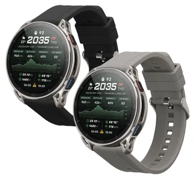 Produktbild von kwmobile 2x Uhrenarmband für Amazfit Cheetah 2 Ultra Armband - Fitnesstracker Band Set aus TPU Silikon - Ersatzarmband Smartwatch - Grau Schwarz
