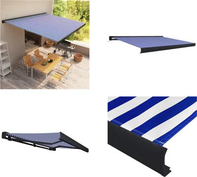 Obrázek produktu pro vidaXL Kazetová markýza s motorem 400x300 cm modrá a bílá - markýzy - markýzy na okna - markýzy na okna