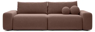 Produktbild von Sofa RUOTA mit Schlaffunktion, Schlafsofa, Wohnzimmersofa, Couch, Soffa, Bettsofa, Bucle-Stoff – Braun LAMBI 4