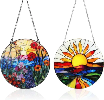 Produktbild von Sonnenfänger 2 Stück, Acryl, Glaseffekt, mit Kette, für Fenster