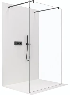 Obrázek produktu pro CERANO - Sprchová zástěna Walk-in Onyx Duo L/P - 8 mm - kulatá vzpěra - černá matná, transparentní sklo - 50x200 cm
