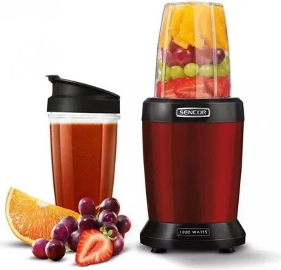 Image de Blender Smoothie SENCOR SNB 4301RD, 1000W, Rouge, Tasse 1L et 0.8L, 6 Lames Titane