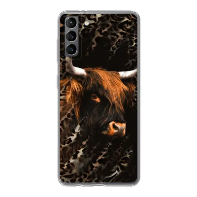 Produktbild von MuchoWow® Handyhülle Schutzhülle Hülle für Samsung Galaxy S21 Plus Schottischer Highlander - Pantherdruck - Schwarz Silikon Softcase Handy Hülle - Handy-Tasche