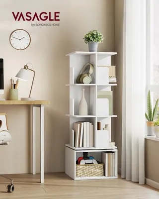 Produktbild von Drehbares Bücherregal mit offenen Fächern und 4 Ebenen | Wolke weiß | 40x40x124,6 cm