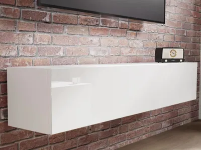 Produktbild von PLATAN ROOM TV Lowboard 160 cm breit Hängeboard Board Schrank für Wohnzimmer Wandschrank mit Hochglanz