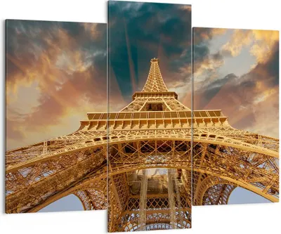 Produktbild von Bild auf Leinwand - Leinwandbild - Eiffle Architektur Paris - 130x100cm - Wand Bild - Wanddeko - Leinwanddruck - Bilder - Kunstdruck - Wanddekoration - Leinwand bilder - Wandkunst - CB130x100-2437