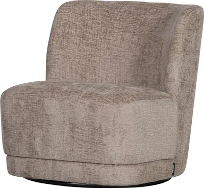 Produktbild von WOOOD Atty Drehsessel - Loungesessel mit Drehbarem Fuß - Samtstoff - Schwarz - 75x74x65 cm