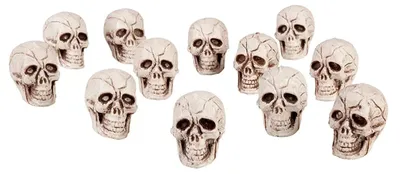 Image de Ensemble de têtes de mort 12 pièces / 4 x 3 cm Décoration effrayante d'Halloween