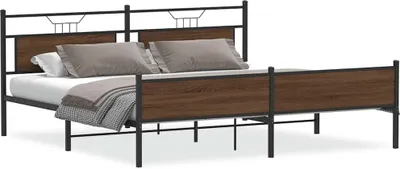 Obrázek produktu pro Kovový rám postele bez matrace hnědý dub 193 x 201 cm