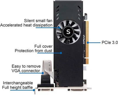 Obrázek produktu pro Radeon RX 550, nízkoprofilová grafická karta, 4 GB, GDDR5, 128bit, VGA, DVI-D, HDMI, grafická karta pro PC hry, podpora 4K, herní počítač