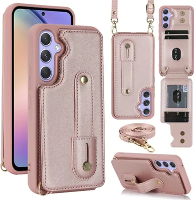 Image de Étui à rabat pour Samsung Galaxy S26 Plus en similicuir rose à bandoulière