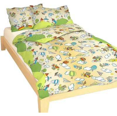 Image de Parure de lit en coton pour lit bébé « Avions » 90 x 130 cm, 45 x 60 cm