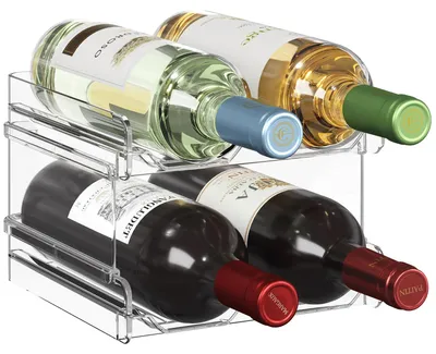 Stapelbares Weinregal für 4 Flaschen, Kunststoff, transparent