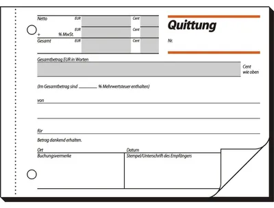 Produktbild von SIGEL QU625 Quittungen, mit Sicherheitsdruck, A6 q, mit Blaupapier, 2 x 50 Blatt