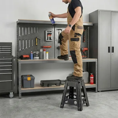 Produktbild von Hocker, Klapphocker, Stufe, Rutschfeste Plattform, Treppenstufe, 100 Kg, 39 Cm