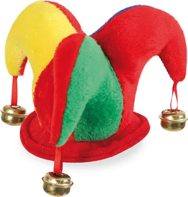 Produktbild von Narrenkappe Mit Schellen Glöckchen mit 2 Haarclips Bunt Karneval Fasching Party
