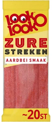 Produktbild von Look-O-Look Zure Matten Erdbeeren 125g, saure vegane Fruchtgummis