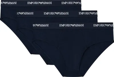 Produktbild von EMPORIO ARMANI Herren Slips Briefs 3er Pack Baumwolle Elasthan Farbe Dunkelblau Größe XL AF14131 EM000391