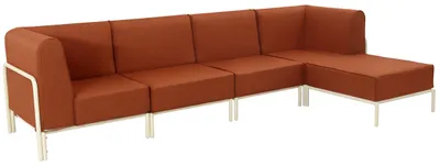 Immagine prodotto di Set modulare di mobili da giardino bassi 5 posti terracotta - Oviala Patio