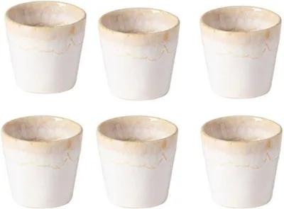 Immagine prodotto di Tazze da caffè espresso Costa Nova Grespresso fatte a mano – Set da 6 – Bianco – Gres portoghese – 90 ml – Altezza 6 cm