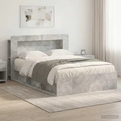 Immagine prodotto di Letto matrimoniale "Exclusive" con contenitore, colore grigio cemento, dimensioni 140 x 200 cm, realizzato in materiale composito di legno