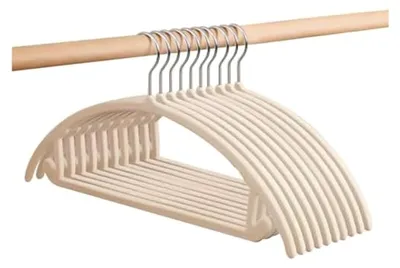 Produktbild von Samt-Kleiderbügel, 10er Set, rutschfest mit drehbarem Haken, platzsparend für Mäntel und Hosen