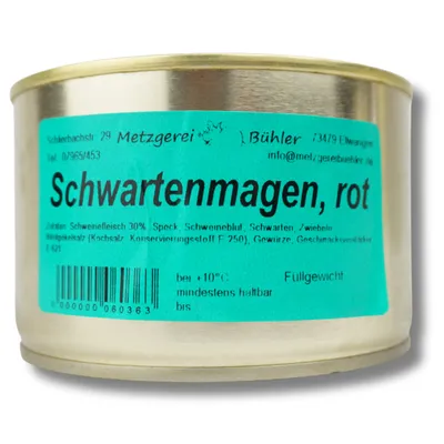 Produktbild von Schwartenmagen Preßsack Rot Dosenwurst Wurstkonserve 400g | Metzgerei Bühler