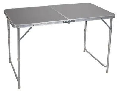 Produktbild von Camping-Klapptisch - Picknicktisch - Faltbar - Aluminium - Höhenverstellbar 55–70 cm - 120 x 60 cm - Für 4 Personen - Grau