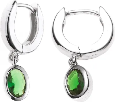 Produktbild von Creolen Ohrschmuck Ohrringe aus 925 Silber Zirkonia grün Klappcreolen Damen