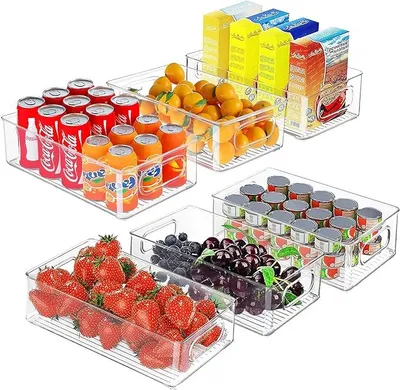 Produktbild von Gliese Korbeinsatz Kühlschrank Organizer Aufbewahrungsbox, Kühlschrankbox, Küchen-Organizer, stapelbar, BPA-frei, 6 Stück