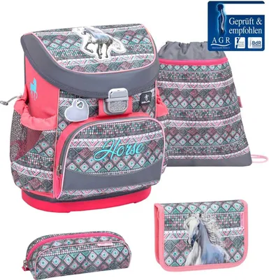 Produktbild von Belmil Mini-Fit ergonomisches Schulranzen-Set 4-teilig - Horse Aruba Blue