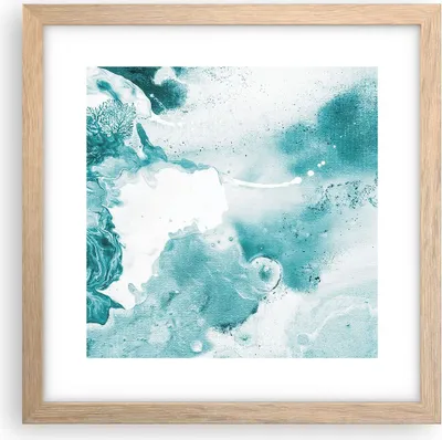 Produktbild von Gerahmtes Poster - Rahmen in heller Eiche - Abstraktion Meer Türkis - 30x30 cm - Wand Bild - Wanddeko - Wandbilder - Wandposter - Bilderrahmen - Bilder - Kunstdruck - Wandbild - P2NAC30x30-4268