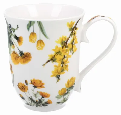 Image de Tasse DUO Spring in bloom 460 ml YELLOW FLOWERS dans un coffret décoratif, nouvelle porcelaine Bone China